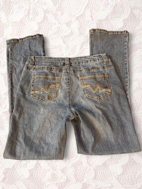 Vanilla Star Blue Denim Wide-Leg Jeans with Embellished Back Pockets